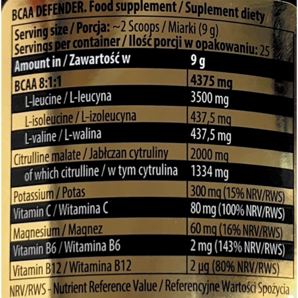 BCAA Defender 25 Servicios