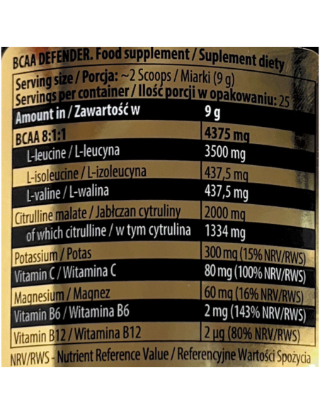 BCAA Defender 25 Servicios
