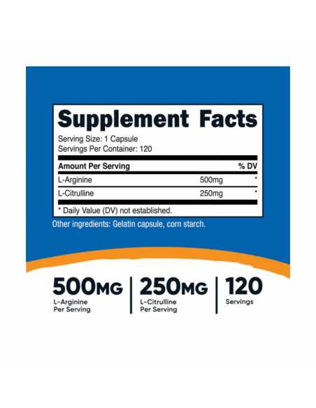 L Arginina + L Citrulina 750mg 120 Servicios